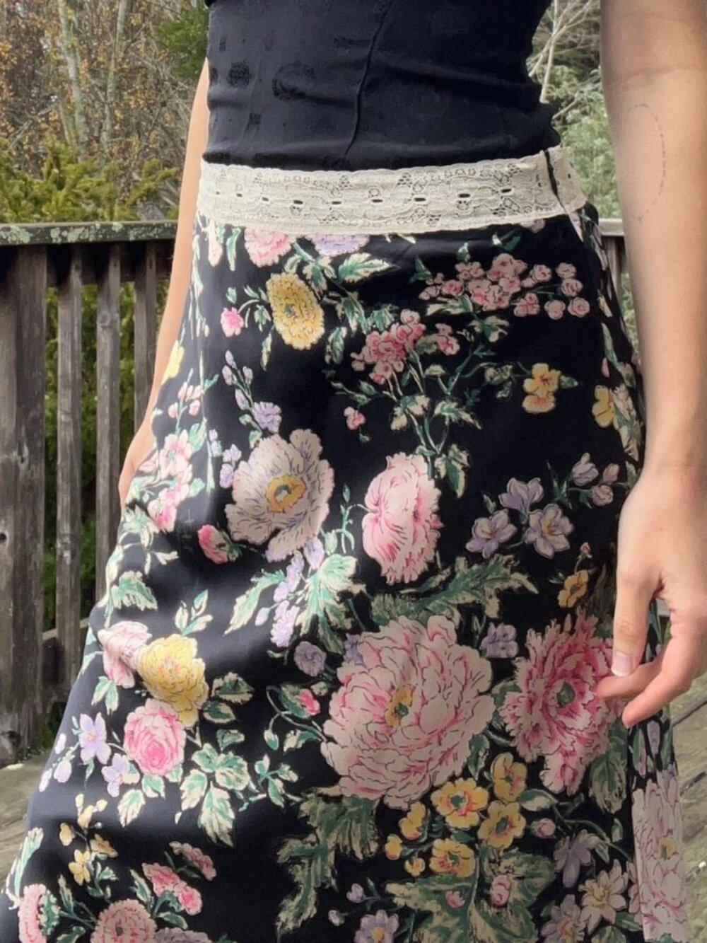 vintage Italian 100% silk skirt